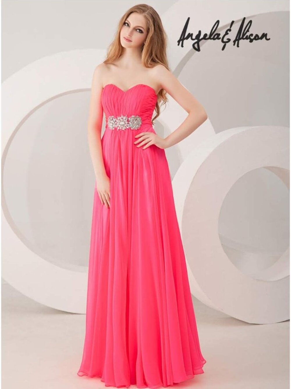 Angela & Allison 21037 Size 22W Watermelon Pink Prom Dress